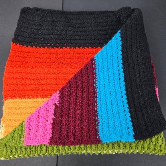 Vintage Inspired Crochet Popcorn Stitch Multicolor Retro Throw 36x38 - Picture 3 of 9